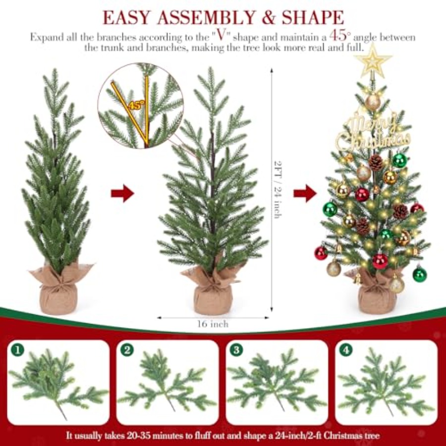 2FT Mini Christmas Tree, Table - Christmas Tree Artificial のレビューと価格